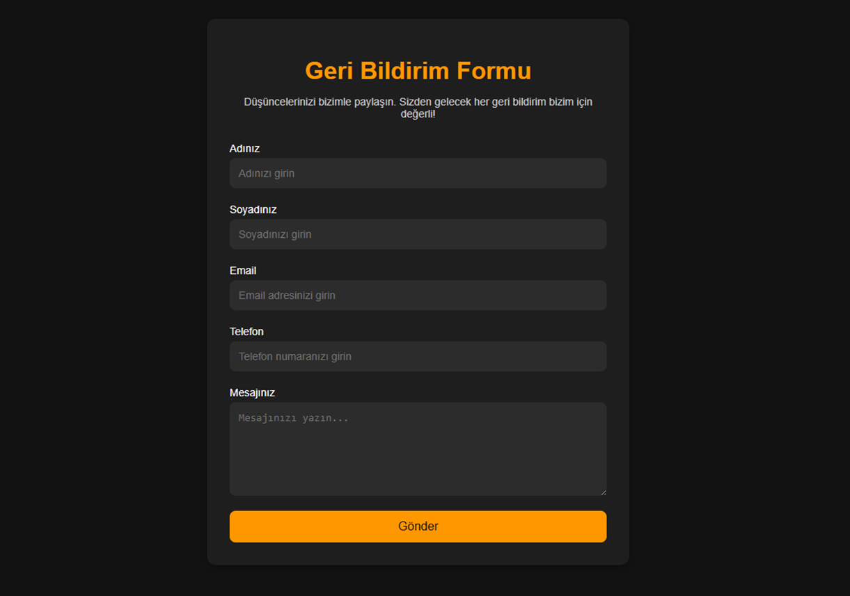 Profesyonel Geri Bildirim Formu – Müşteri Deneyimini Artırın