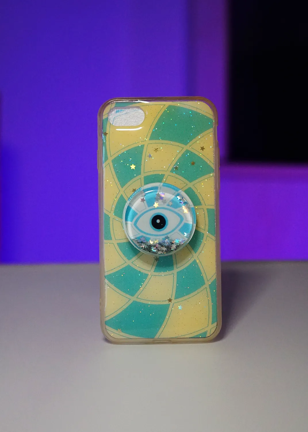 Apple iPhone 8 Simli Göz Desenli Yüzüklü Kılıf