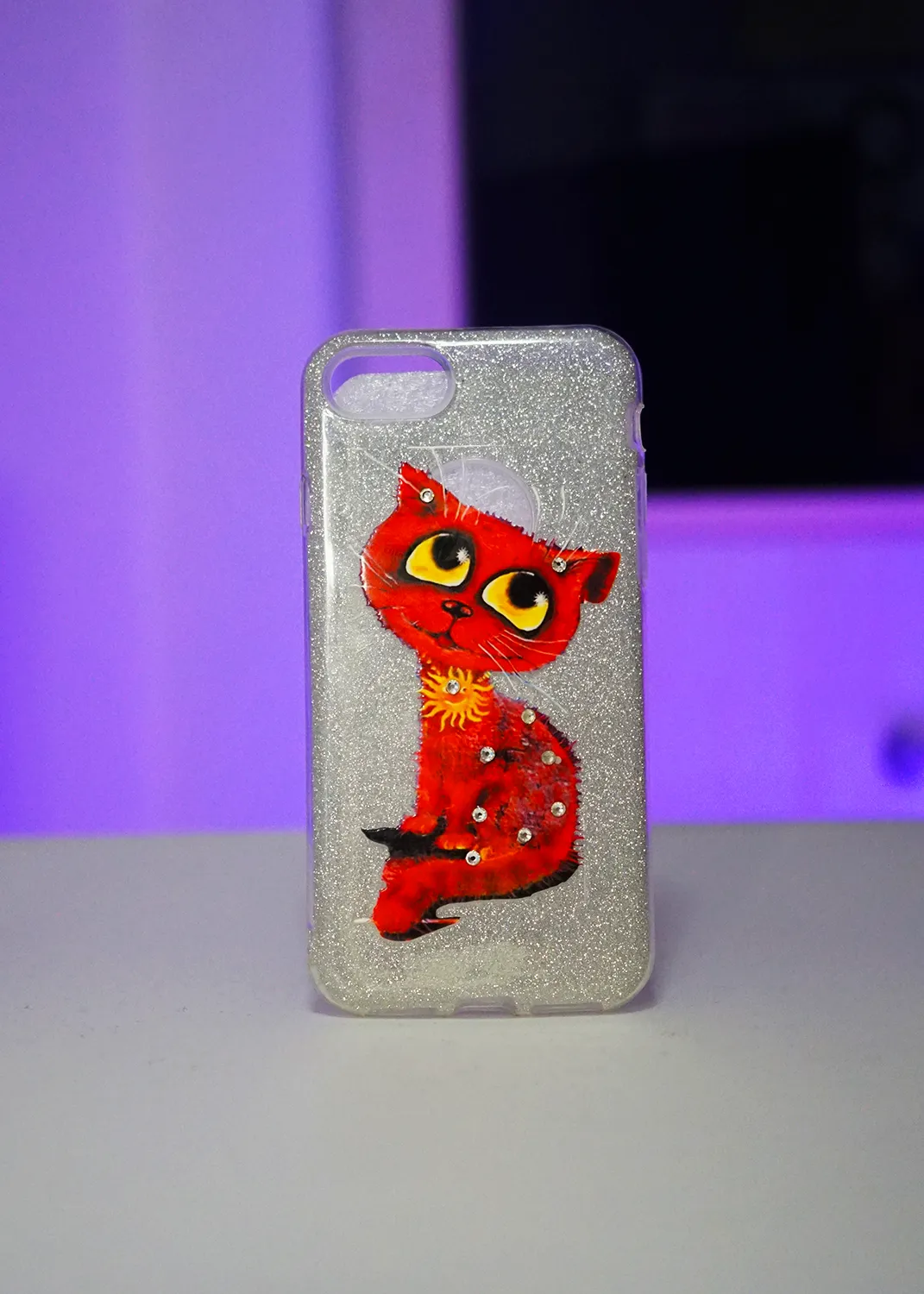 Apple iPhone 8 Simli Kedi Desenli Kılıf – Şık & Koruyucu Tasarım