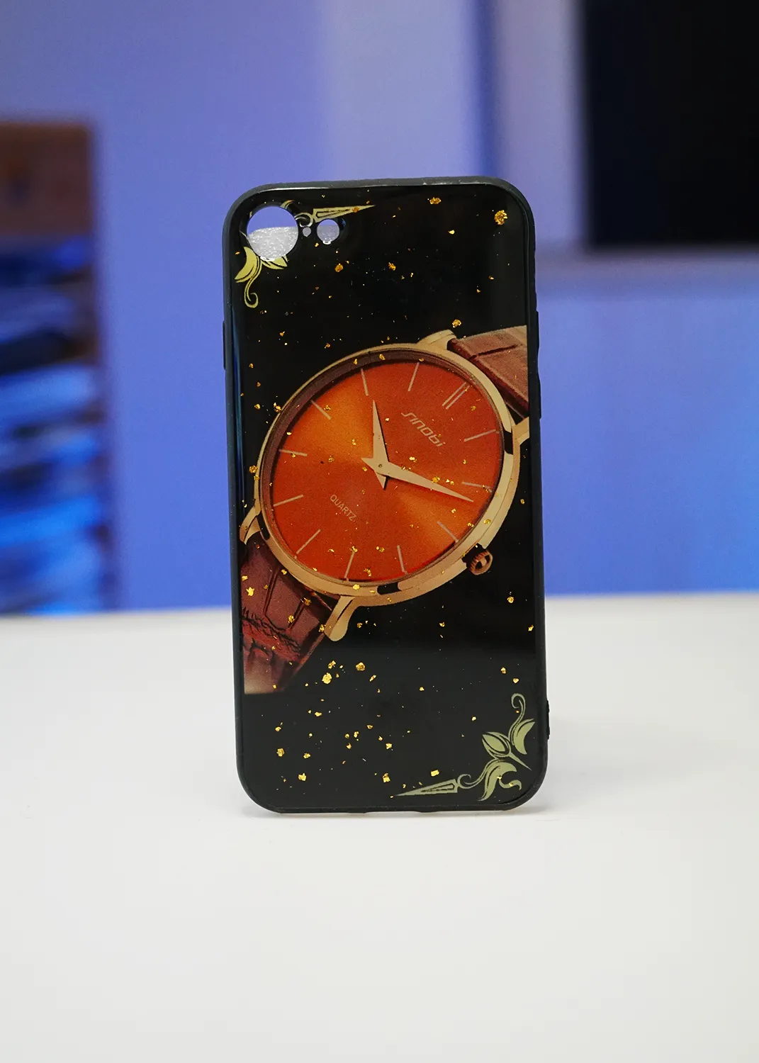 iPhone 7 Uyumlu Saat Desenli Siyah Telefon Kılıfı